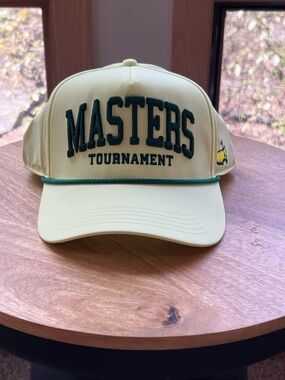 Masters Tournament Embroidered Cap in Pale Yellow with Green Trim